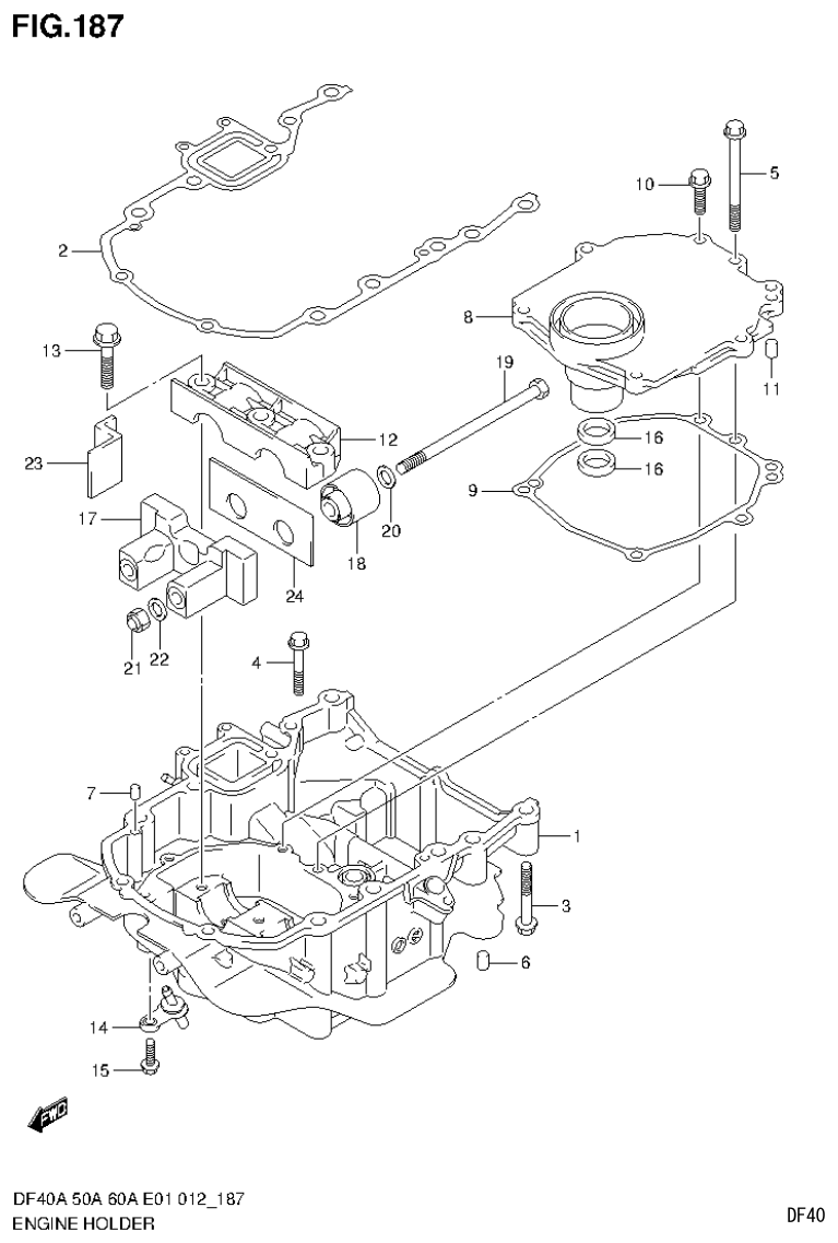 Suzuki DF40AST, DF50A, DF50ATH ENGINE HOLDER (DF40AQH E1) parts diagram